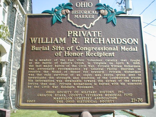PRIVATE WILLIAM R. RICHARDSON MEDAL OF HONOR MEMORIAL MARKER
