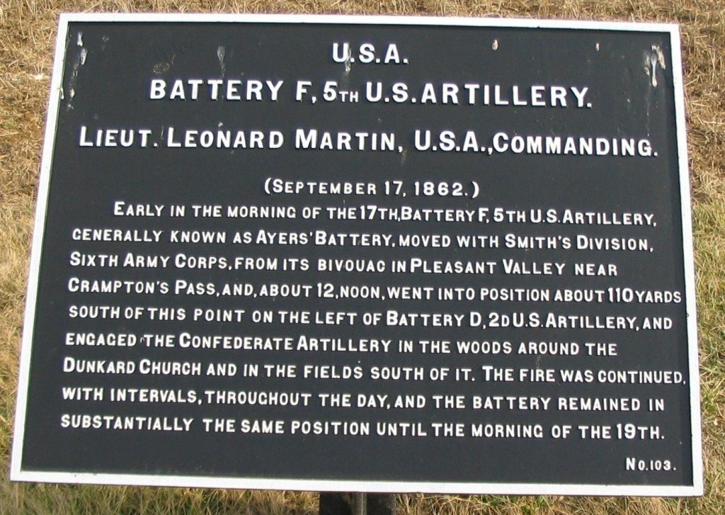 BATTERY F, 5TH U.S. ARTILLERY WAR MEMORIAL PLAQUE