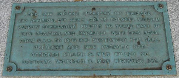 THE 14TH INDIANA INFANTRY WAR MEMORIAL PLAQUE