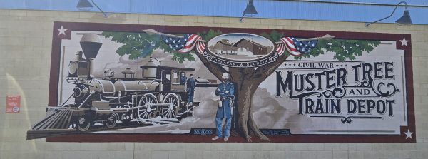 CIVIL WAR MUSTER TREE AND TRAIN DEPOT MURAL
