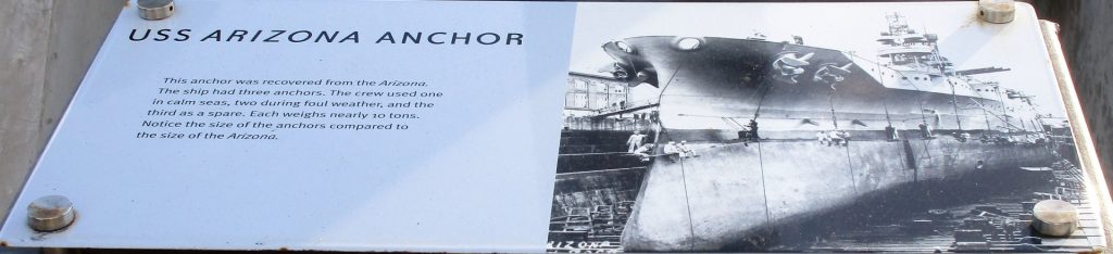 USS ARIZONA ANCHOR MEMORIAL PLAQUE A