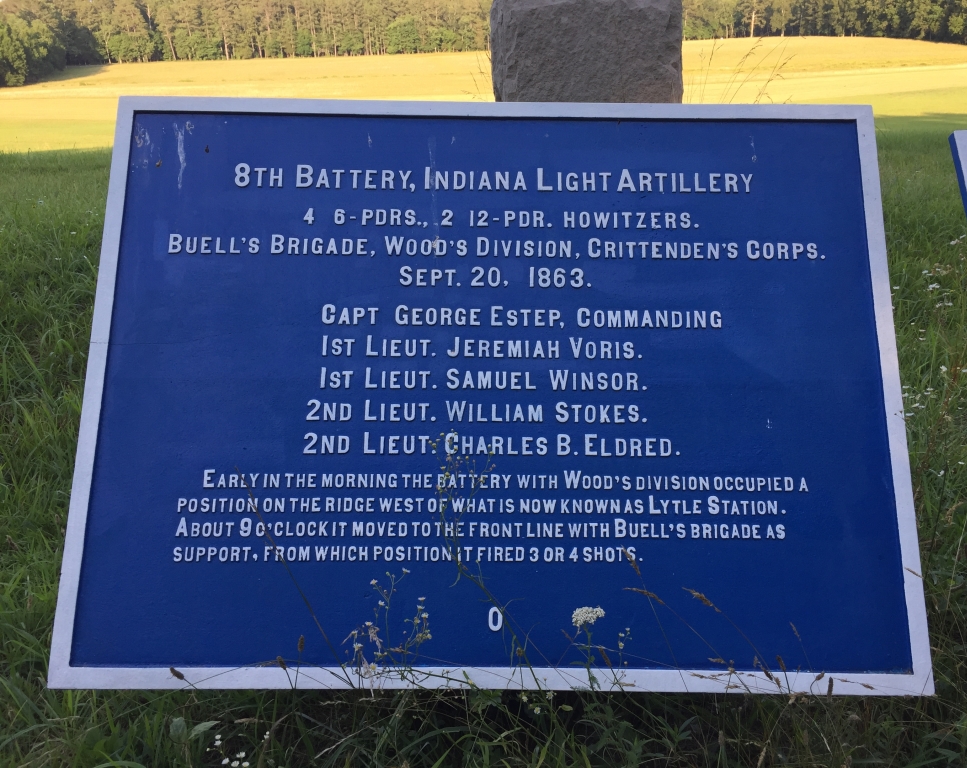 8TH BATTERY, INDIANA LIGHT ARTILLERY WAR MEMORIAL PLAQUE A