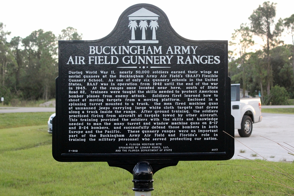 BUCKINGHAM ARMY AIR FIELD GUNNERY RANGES MEMORIAL MARKER