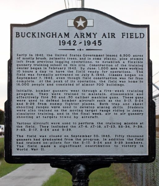 BUCKINGHAM ARMY AIR FIELD MEMORIAL MARKER