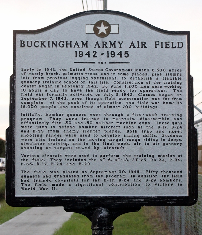 BUCKINGHAM ARMY AIR FIELD MEMORIAL MARKER