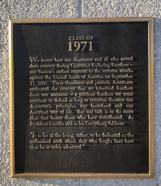 CLASS OF 1971 MEMORIAL PLAQUE