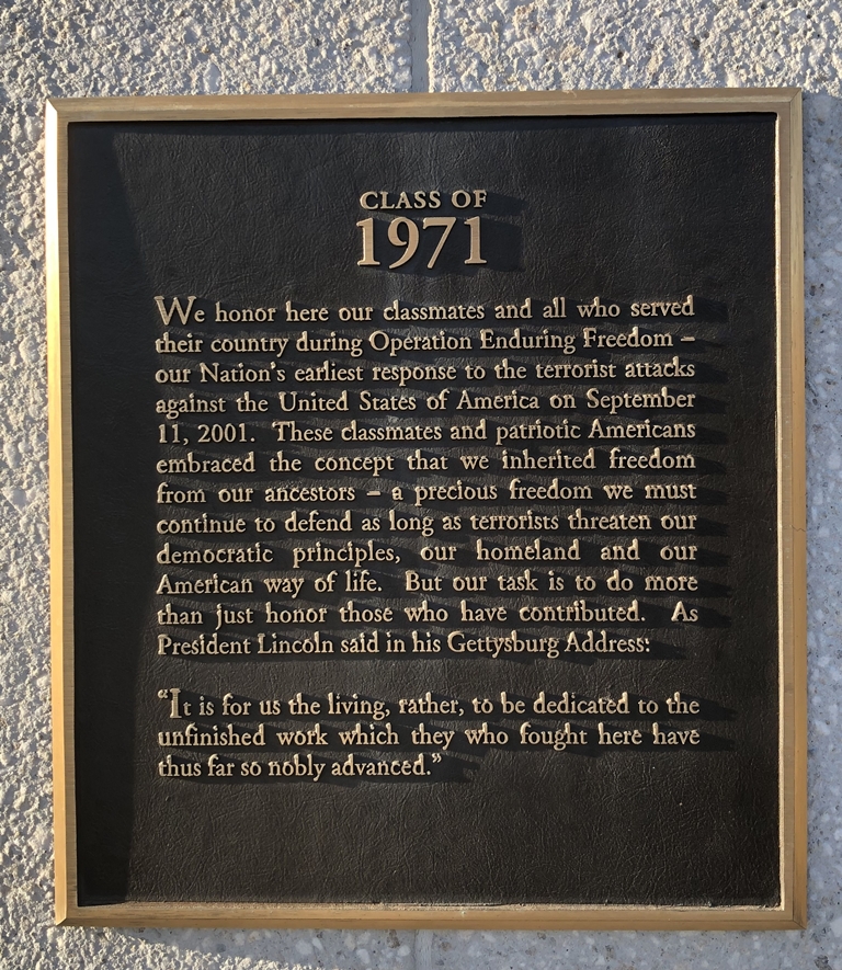 CLASS OF 1971 MEMORIAL PLAQUE