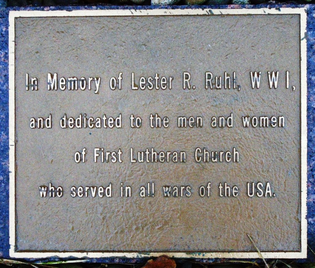 FIRST LUTHERAN CHURCH WAR MEMORIAL PLAQUE