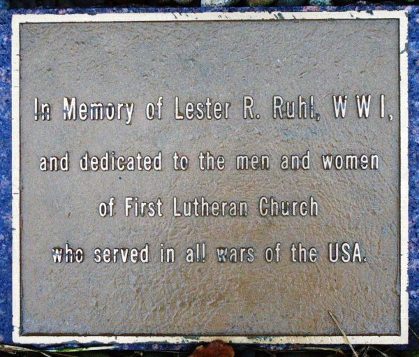 FIRST LUTHERAN CHURCH WAR MEMORIAL PLAQUE