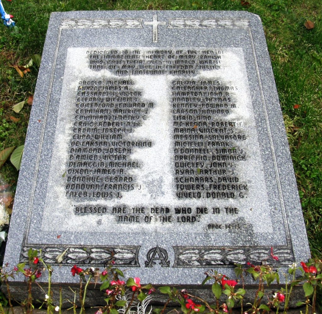 IMMACULATE HEART OF MARY PARISH WORLD WAR II MEMORIAL STONE