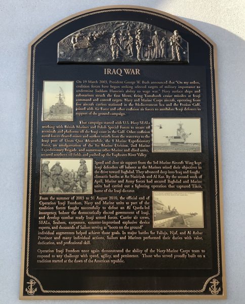 IRAQ WAR MEMORIAL PLAQUE