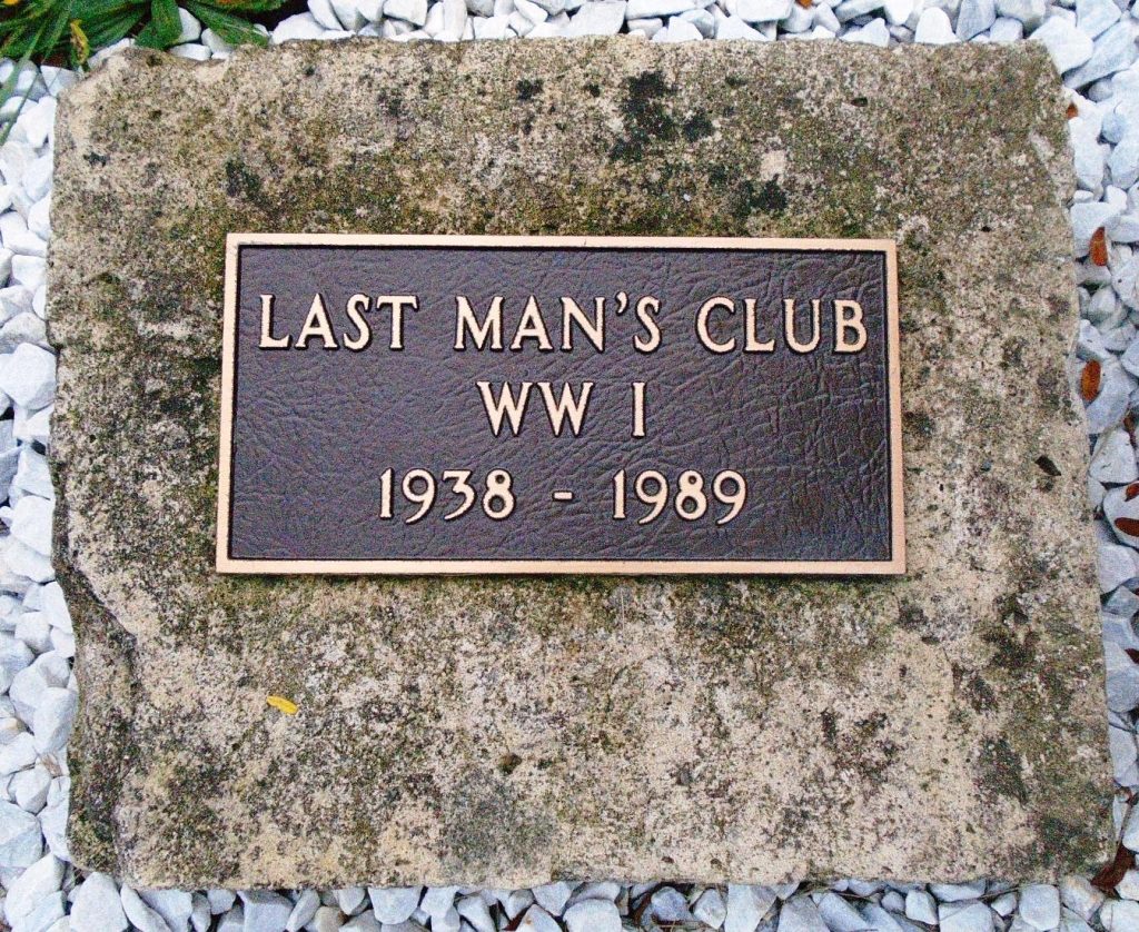 LAST MAN’S CLUB WWI 1938-1989 MEMORIAL