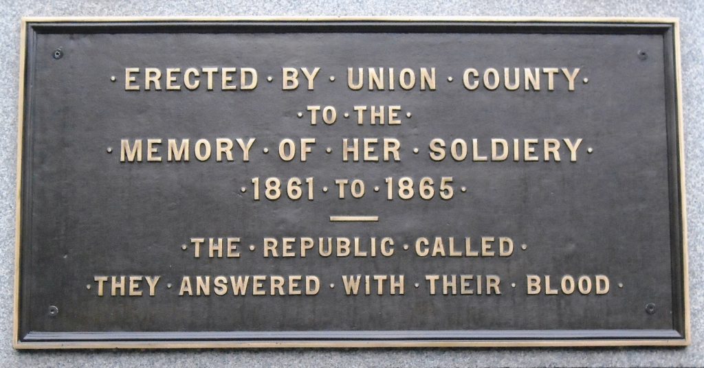 UNION COUNTY CIVIL WAR MEMORIAL PLAQUE A
