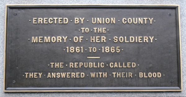 UNION COUNTY CIVIL WAR MEMORIAL PLAQUE A
