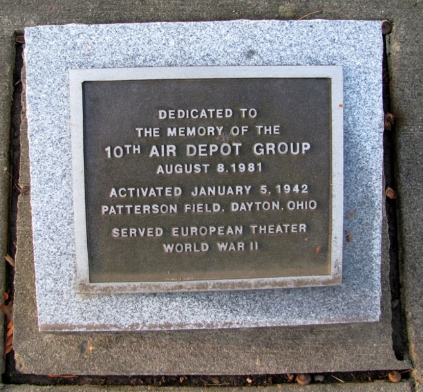 10TH AIR DEPOT GROUP WAR MEMORIAL PLAQUE