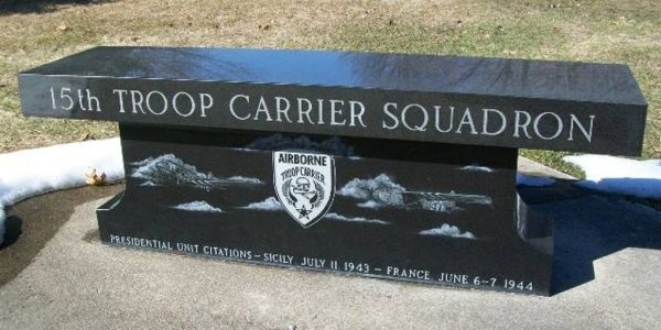 15TH TROOP CARRIER SQUADRON WAR MEMORIAL BENCH FRONT