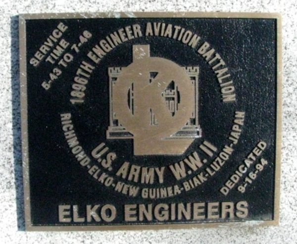 1896TH ENGINEER AVIATION BATTALION WAR MEMORIAL PLAQUE