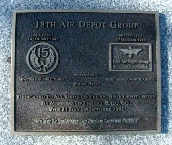 18TH AIR DEPOT GROUP WAR MEMORIAL PLAQUE