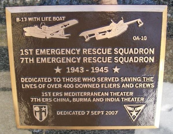1ST EMERGENCY RESCUE SQUADRON WAR MEMORIAL PLAQUE