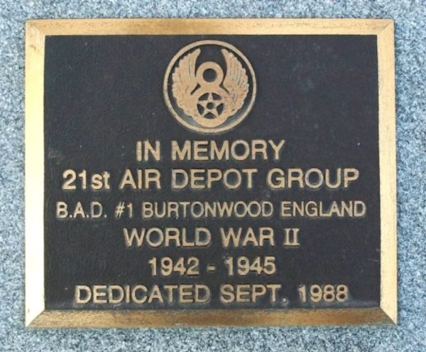 21ST AIR DEPOT GROUP WAR MEMORIAL PLAQUE