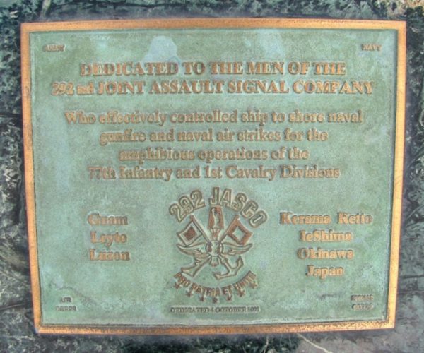 292ND JOINT ASSAULT SIGNAL COMPANY WAR MEMORIAL PLAQUE