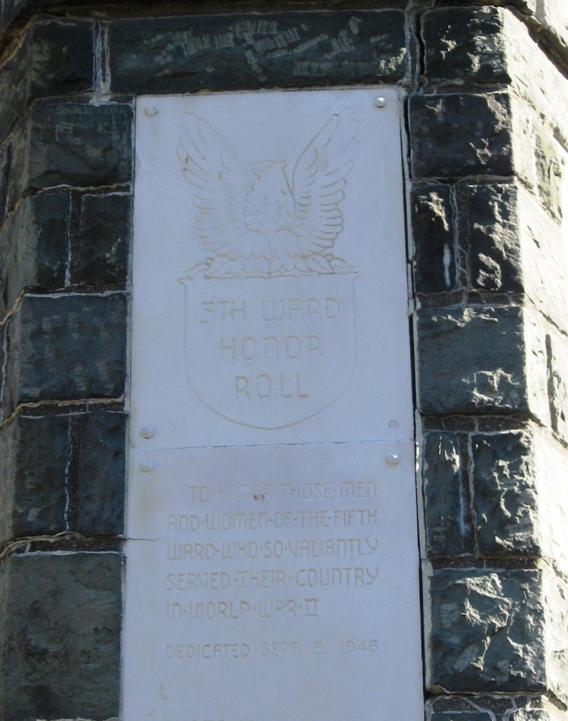5TH WARD HONOR ROLL MEMORIAL DEDICATION STONE