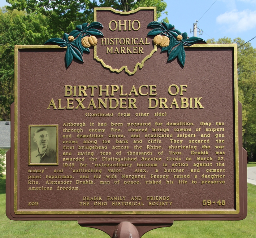 BIRTHPLACE OF ALEXANDER DRABIK 1910-1993 MEMORIAL MARKER BACK
