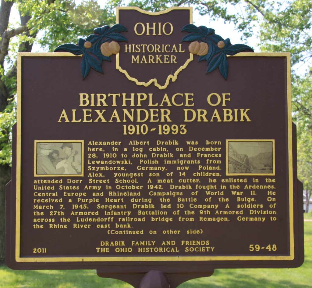 BIRTHPLACE OF ALEXANDER DRABIK 1910-1993 MEMORIAL MARKER FRONT