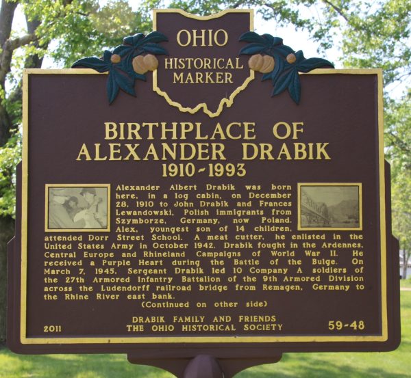 BIRTHPLACE OF ALEXANDER DRABIK 1910-1993 MEMORIAL MARKER FRONT