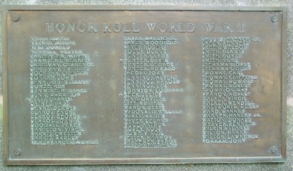 BRANDON WORLD WAR II HONOR ROLL MEMORIAL PLAQUE
