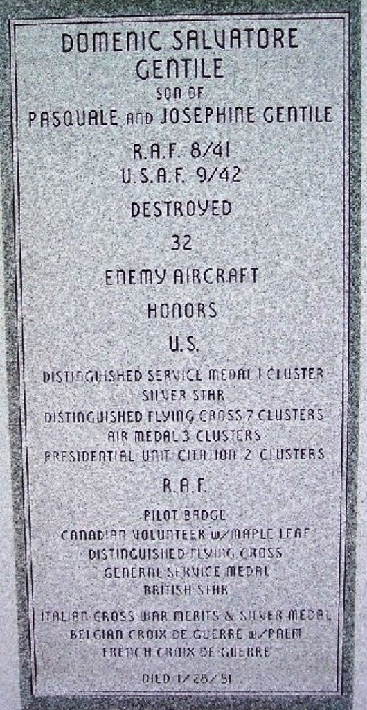 CAPT. DON GENTILE WAR MEMORIAL STONE