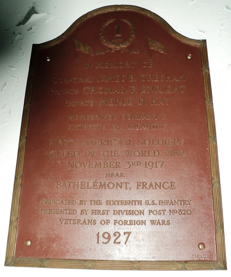 COMPANY F. SIXTEENTH U.S. INFANTRY WAR MEMORIAL PLAQUE