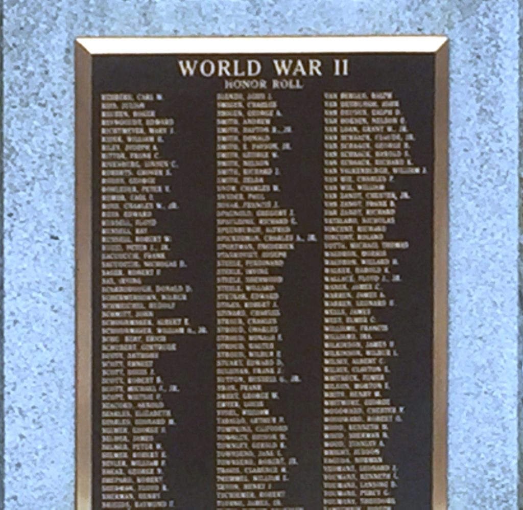 COXSACKIE WORLD WAR II MEMORIAL PLAQUE C