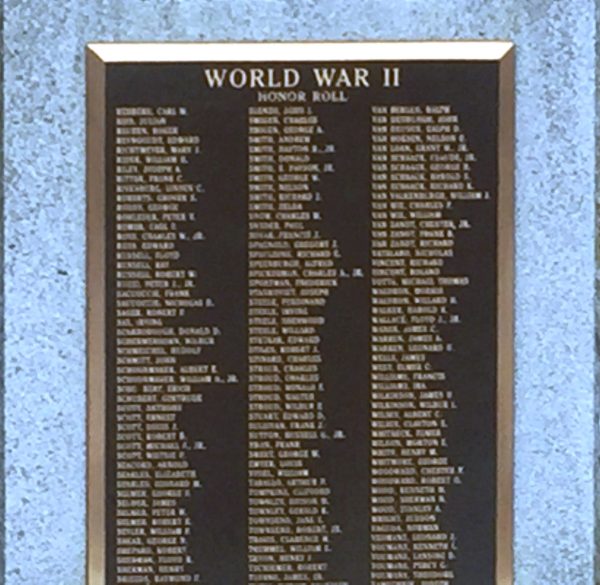 COXSACKIE WORLD WAR II MEMORIAL PLAQUE C