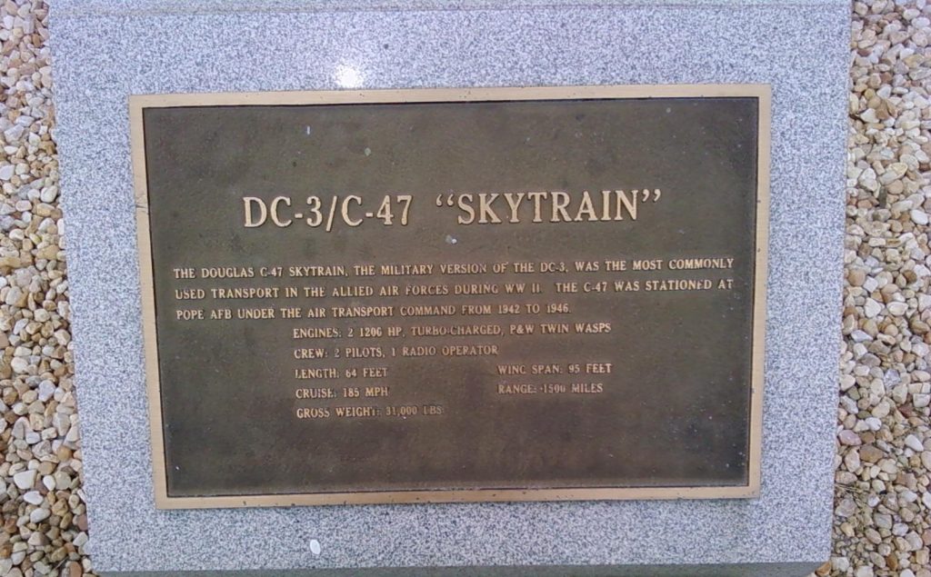 DC-3/C-47 “SKYTRAIN” WAR MEMORIAL AIRPLANE PLAQUE