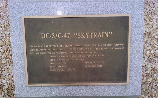 DC-3/C-47 “SKYTRAIN” WAR MEMORIAL AIRPLANE PLAQUE