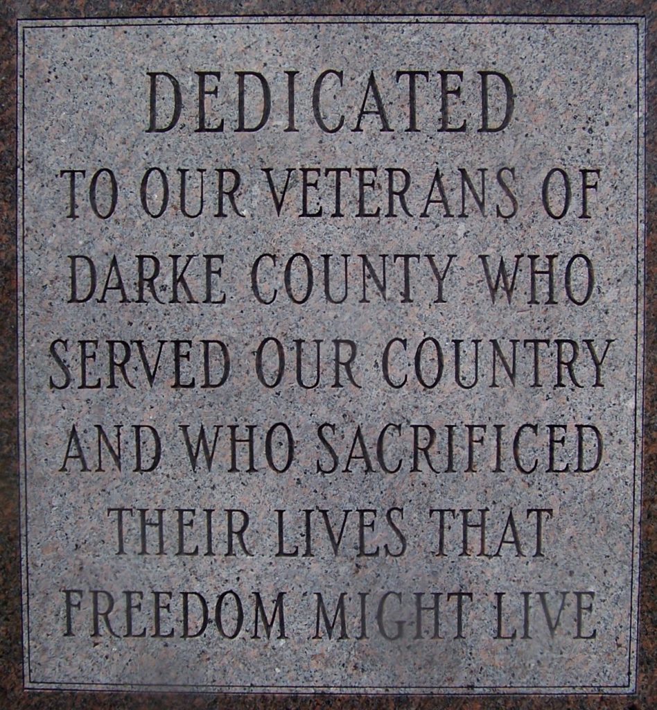 DARKE COUNTY GOLD STAR MOTHERS VETERANS MEMORIAL DEDICATION STONE A
