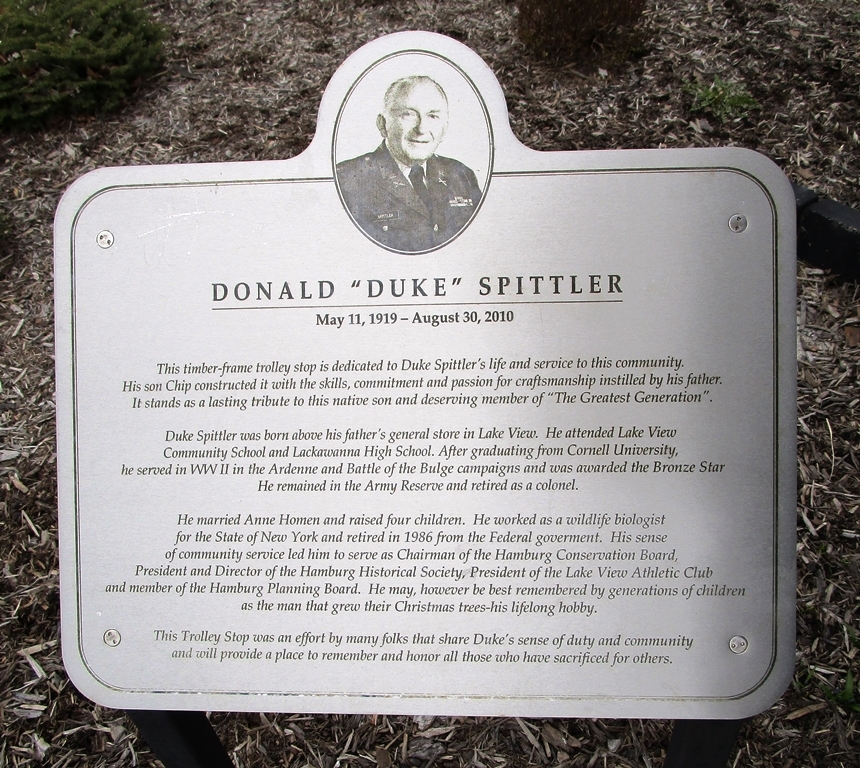 DONALD “DUKE” SPITTER WAR MEMORIAL PLAQUE