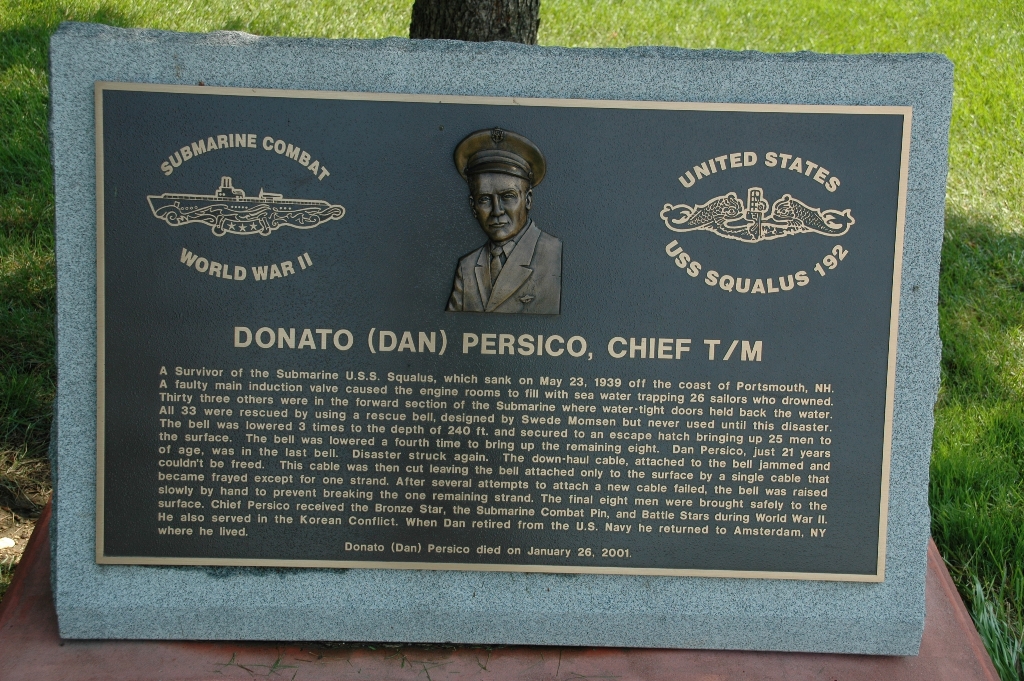 DONATO (DAN) PERSICO, CHIEF T/M WAR MEMORIAL PLAQUE