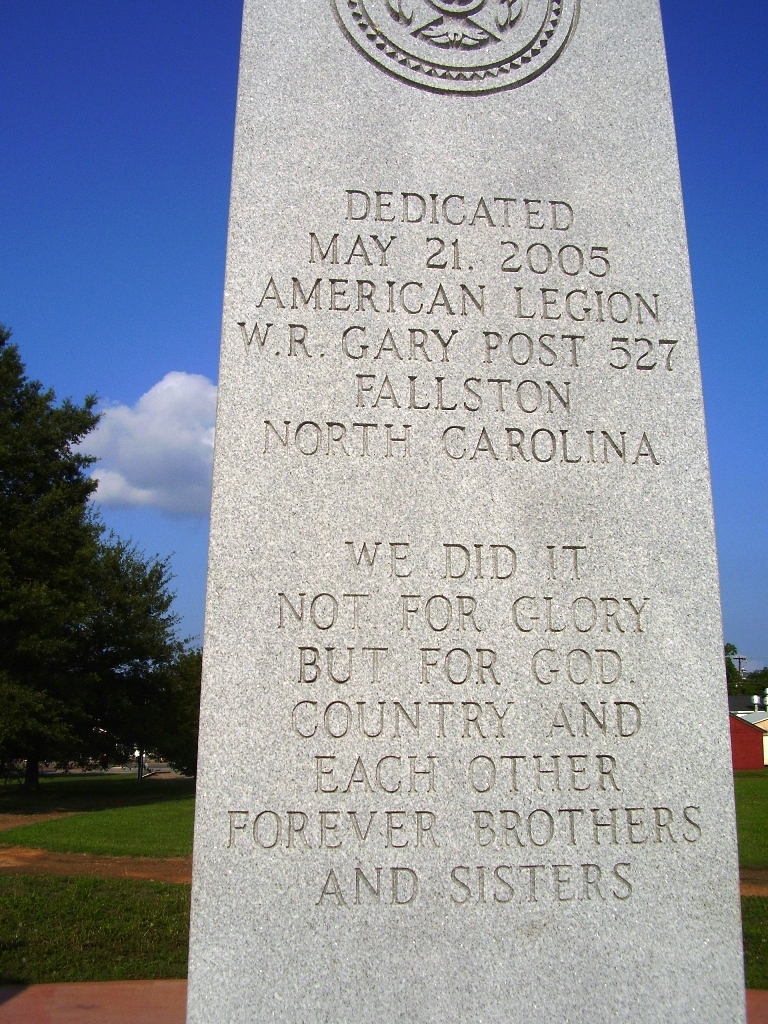 FALLSTON VETERANS MEMORIAL STONE A