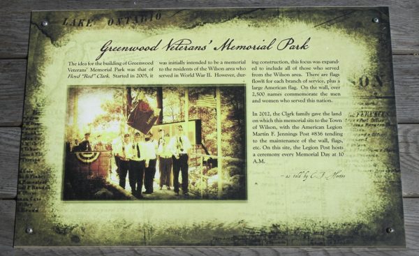 GREENWOOD VETERANS’ MEMORIAL PARK PLAQUE