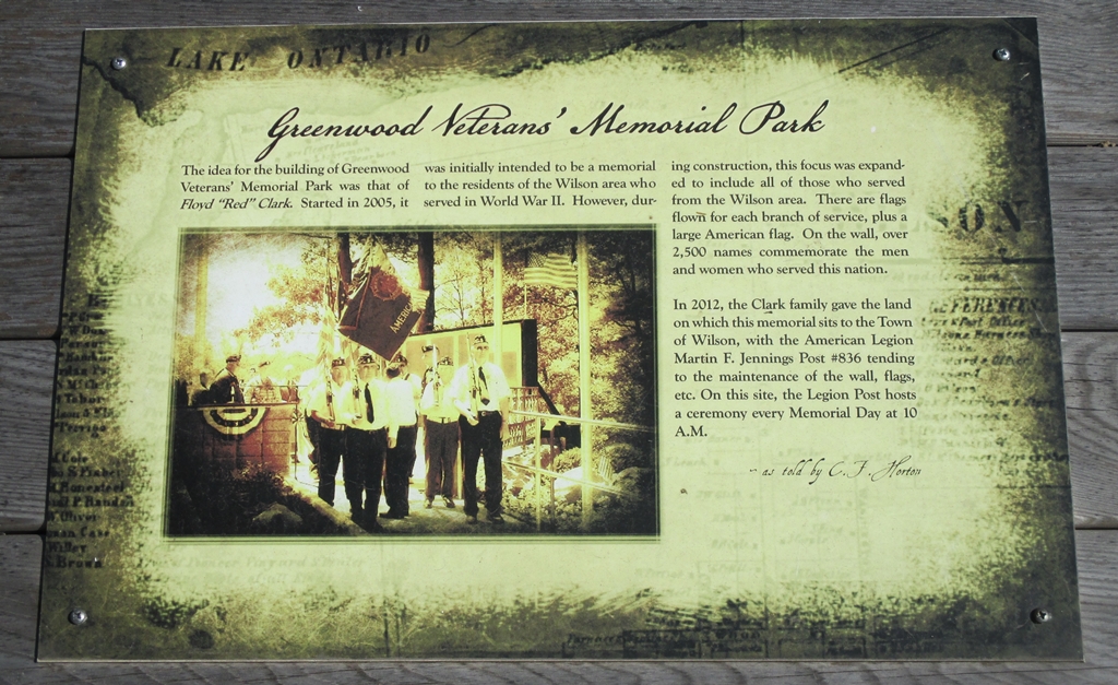 GREENWOOD VETERANS’ MEMORIAL PARK PLAQUE