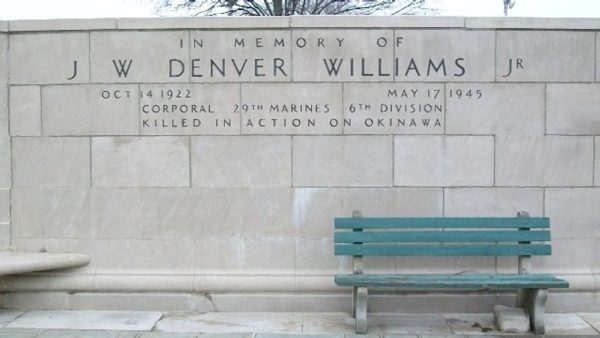 J W DENVER WILLIAMS JR WAR MEMORIAL WALL