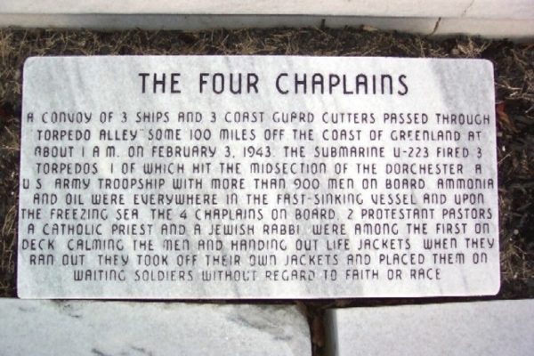 LEWIS CENTER THE FOUR CHAPLAINS WAR MEMORIAL NARRATIVE STONE