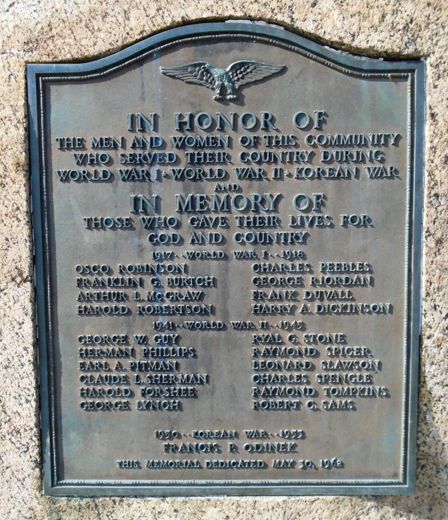MARATHON WAR VETERANS MEMORIAL PLAQUE