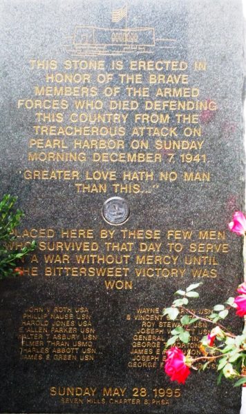 NEW RICHMOND PEARL HARBOR MEMORIAL CLOSE-UP