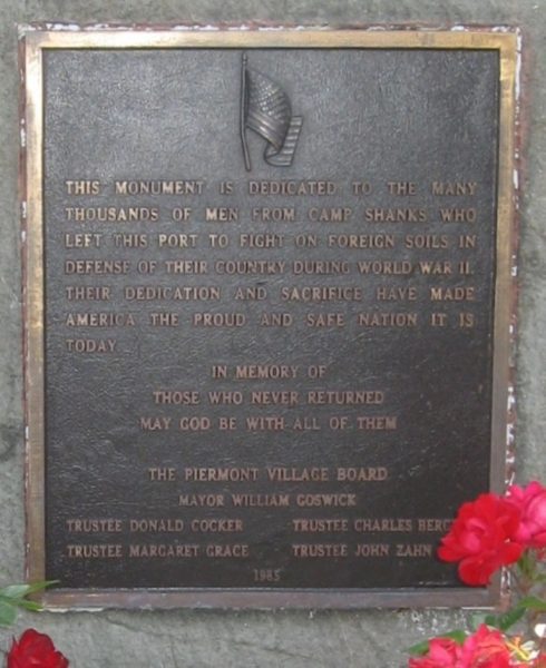 PIERMONT PORT WAR MEMORIAL PLAQUE