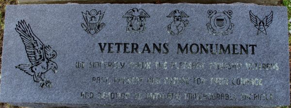 PLEASANT TOWNSHIP VETERANS MEMORIAL DEDICATION STONE