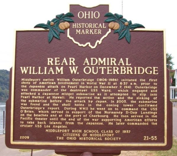 REAR ADMIRAL WILLIAM W. OUTERBRIDGE WAR MEMORIAL MARKER