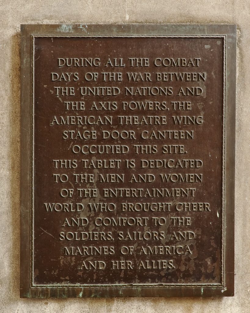 STAGE DOOR CANTEEN MEMORIAL PLAQUE